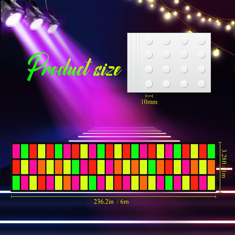 Haull 236 x 39 Inch Neon Light up Dance Floor Aisle Runner Glow in The Dark Blacklight Neon Party Decorations UV Reactive Fluorescent Runner for Holiday Party Favors(Rectangles) - Image 2